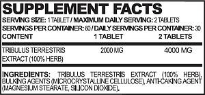 Tribulus 2000mg 60tabs (TRUE NUTRITION)