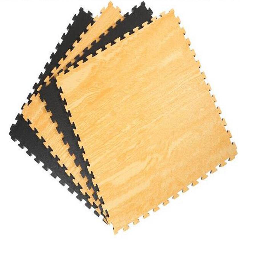 VIKING Επαγγελματικό Δάπεδο Ασφαλείας EVA, πάχους 2.5 εκ. Puzzle (Μαυρ/Ξυλ)