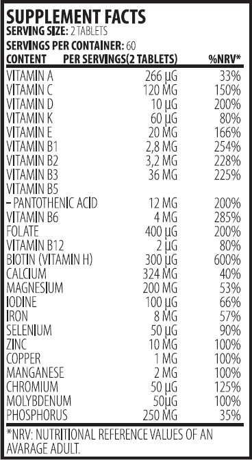 True Multivits 120tabs (TRUE NUTRITION)
