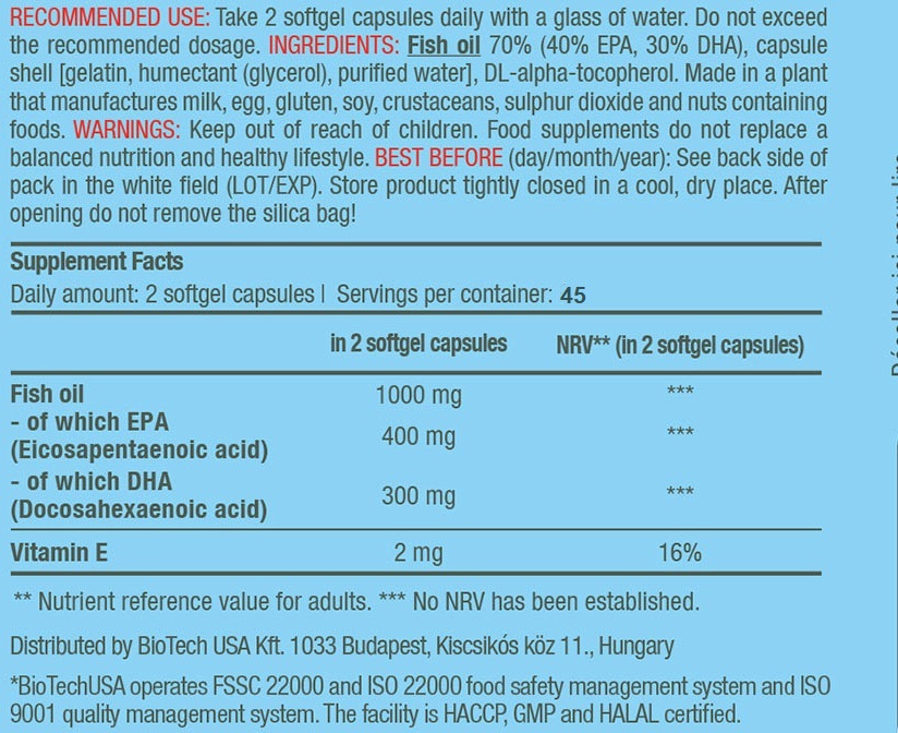 Mega Omega 3 90softgels (BIOTECH USA)