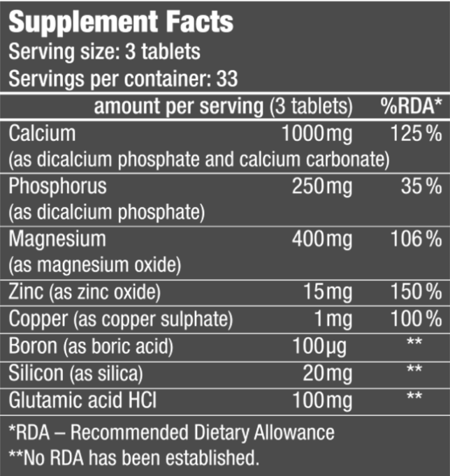 Calcium Zinc Magnesium 100tabs (BIOTECH USA)