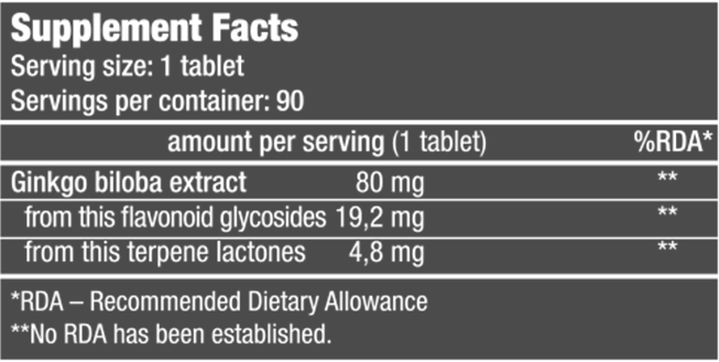 Ginkgo Biloba 90 tabs (BIOTECH USA)
