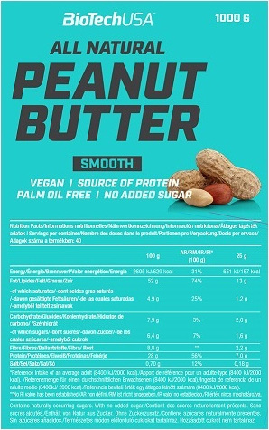 Peanut Butter Smooth 1kg (BIOTECH USA)