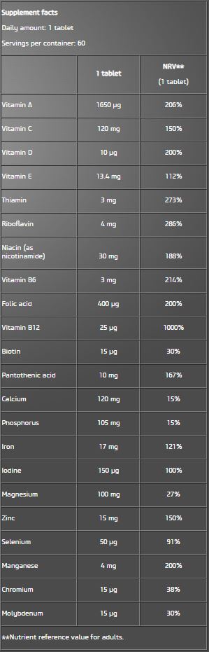 VEGAN MULTIVITAMIN 60tabs (BIOTECH USA)